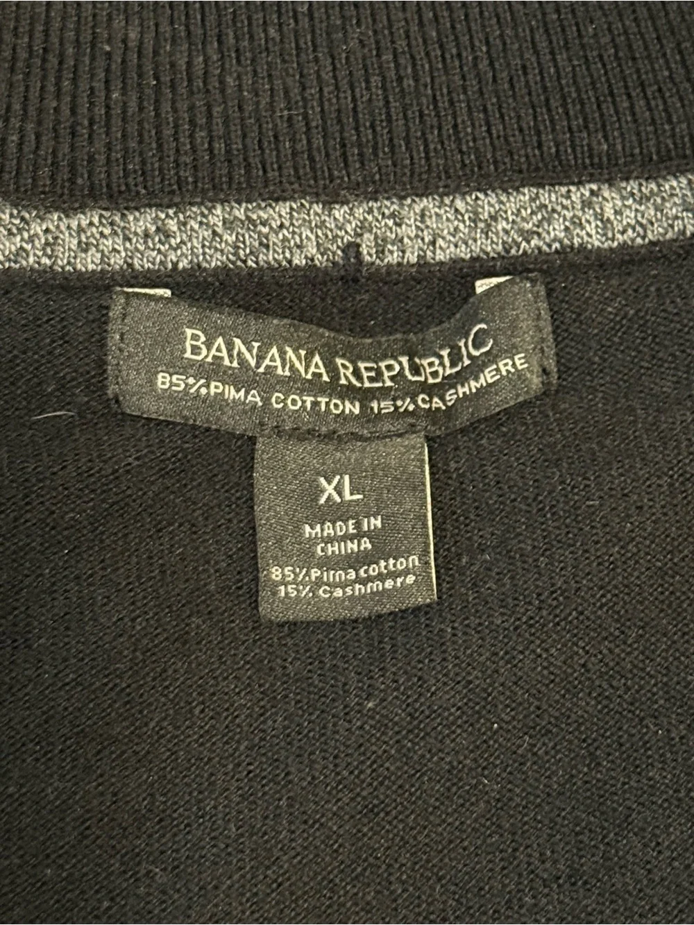 Banana Republic Black Quarter-Zip Sweater with Gray Chest Panel